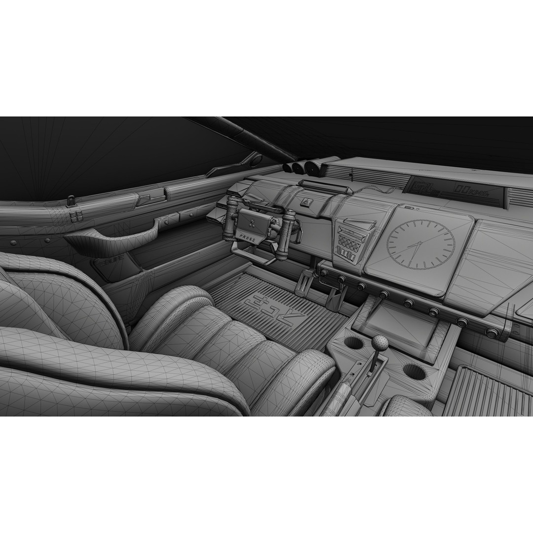 Car Cyberpunk 3D Model – Low Poly Game Asset, Rigged, PBR Textures