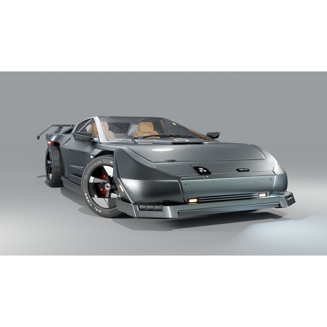 Car Cyberpunk 3D Model – Low Poly Game Asset, Rigged, PBR Textures - View 11