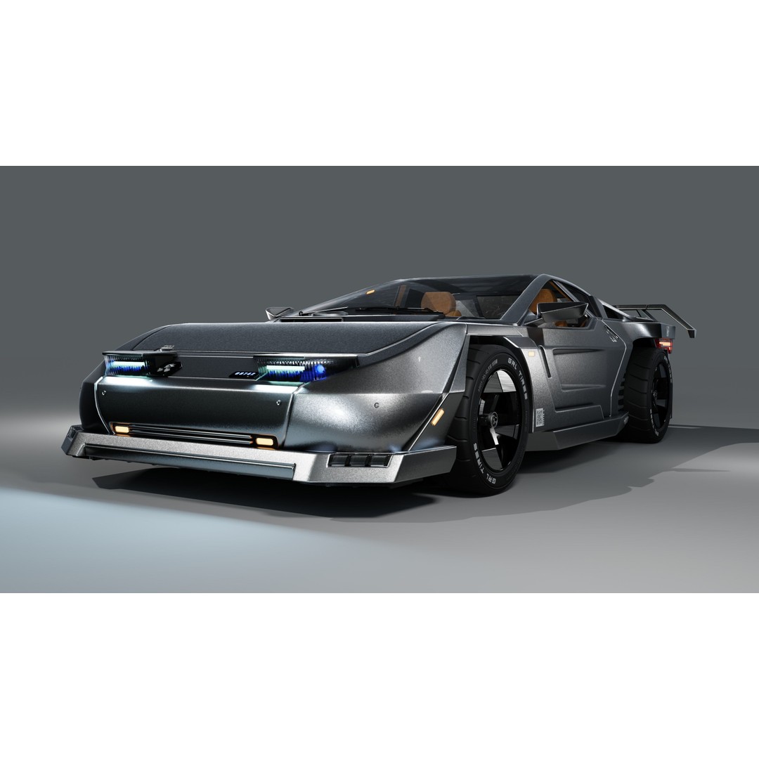 Car Cyberpunk 3D Model – Low Poly Game Asset, Rigged, PBR Textures - View 12