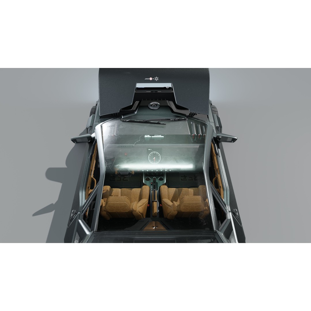 Car Cyberpunk 3D Model – Low Poly Game Asset, Rigged, PBR Textures - View 17