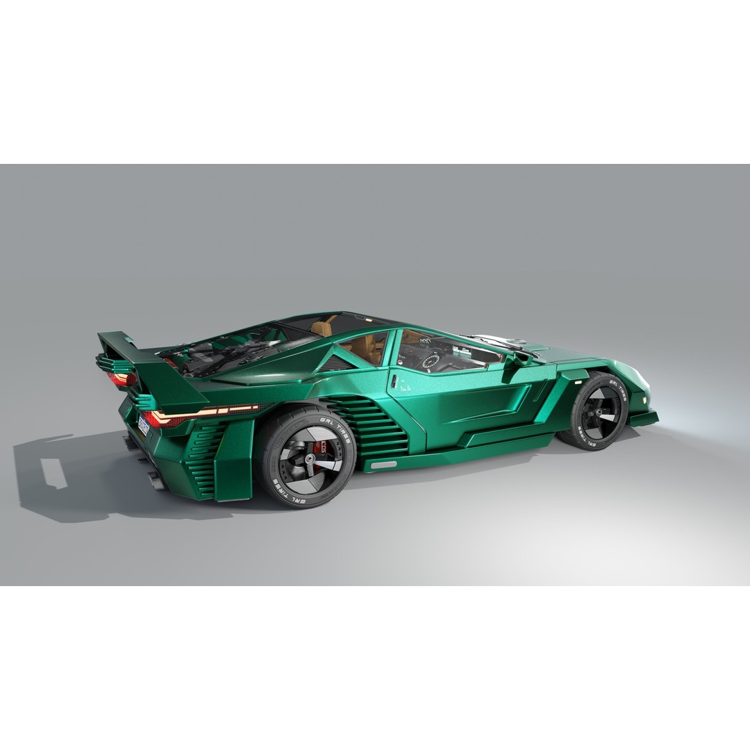 Car Cyberpunk 3D Model – Low Poly Game Asset, Rigged, PBR Textures - View 18