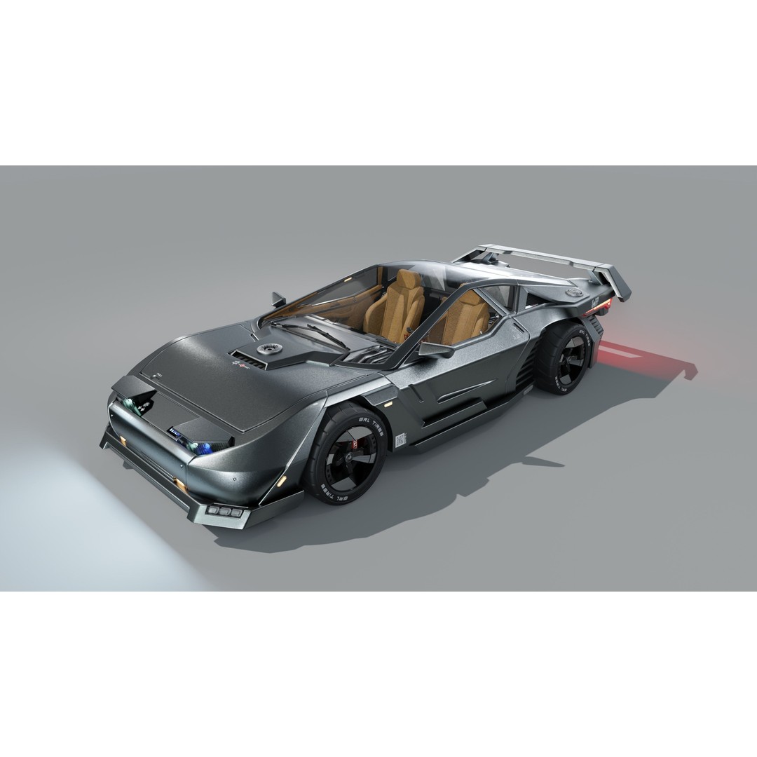 Car Cyberpunk 3D Model – Low Poly Game Asset, Rigged, PBR Textures - View 19