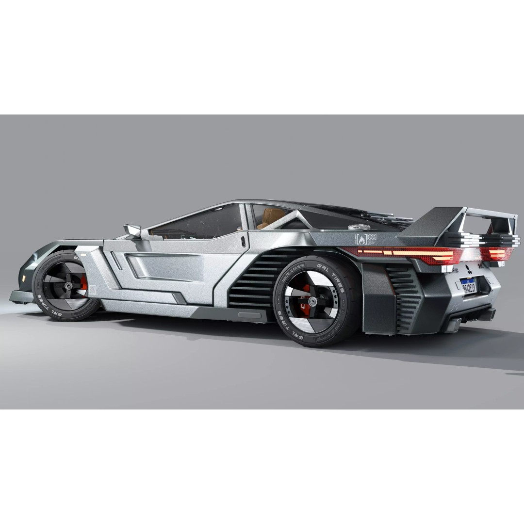 Car Cyberpunk 3D Model – Low Poly Game Asset, Rigged, PBR Textures - View 2