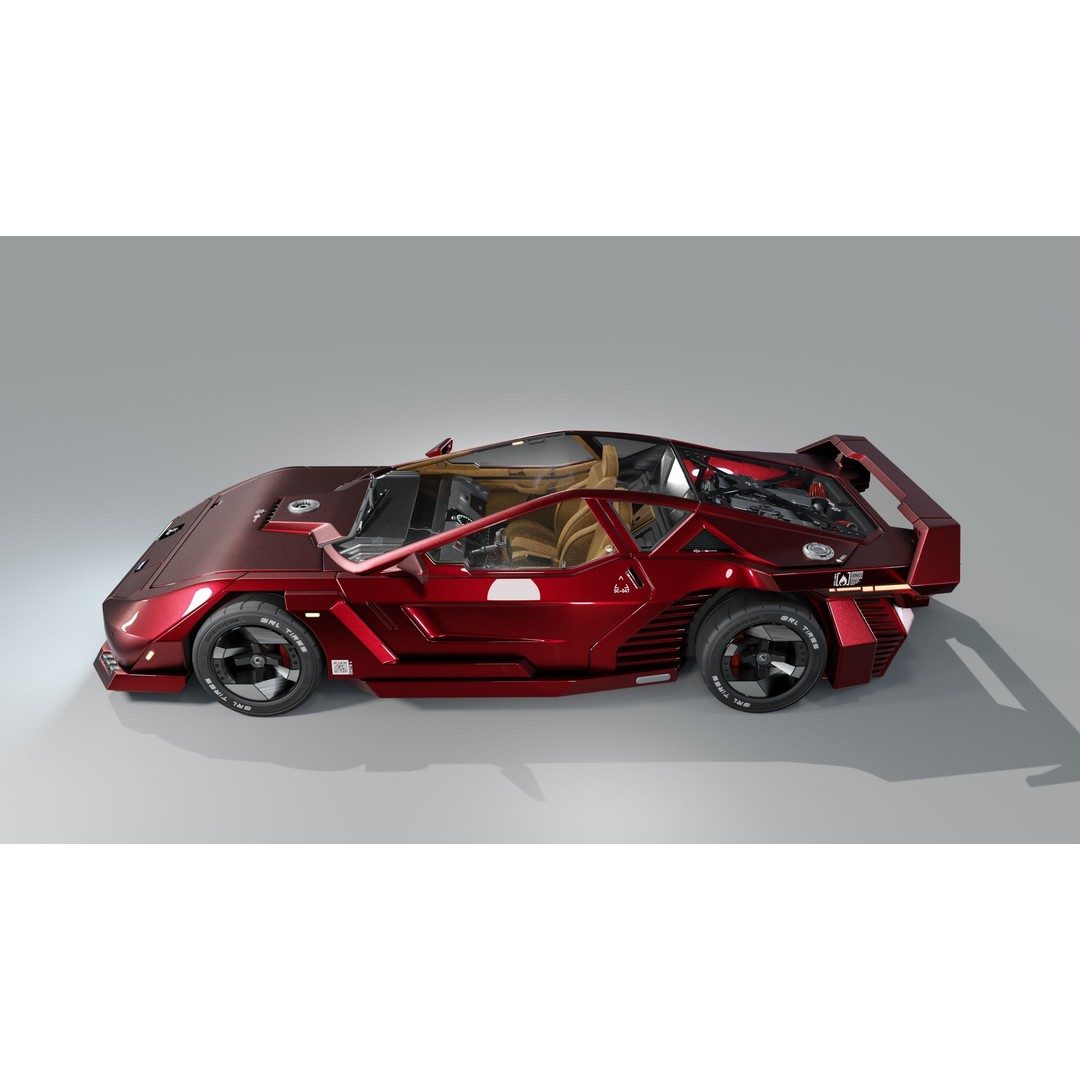 Car Cyberpunk 3D Model – Low Poly Game Asset, Rigged, PBR Textures - View 20