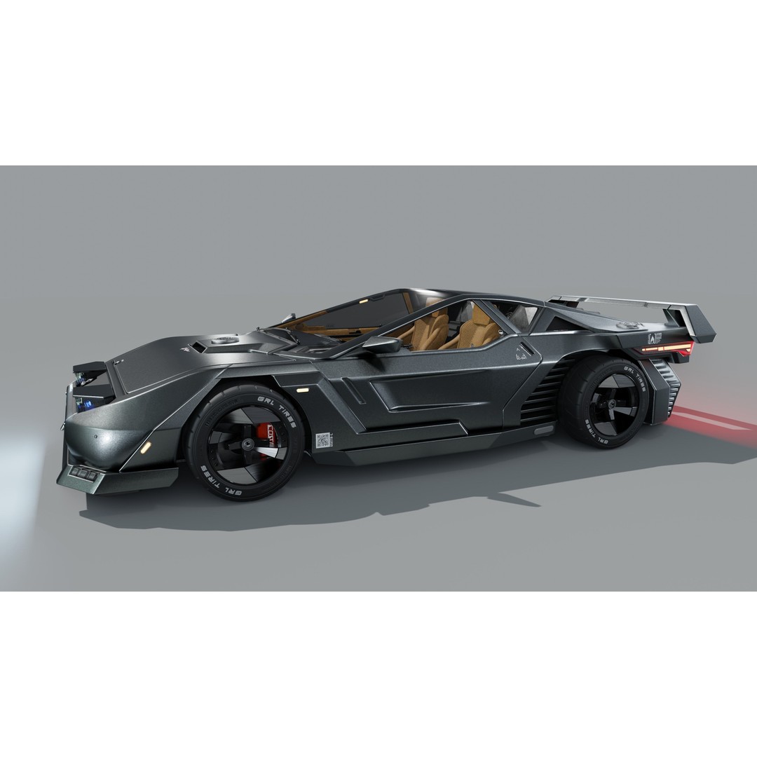 Car Cyberpunk 3D Model – Low Poly Game Asset, Rigged, PBR Textures - View 21