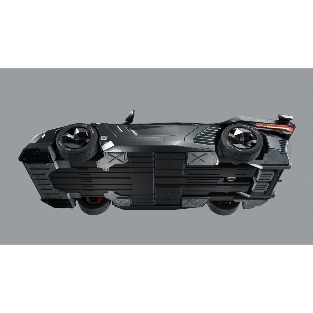 Car Cyberpunk 3D Model – Low Poly Game Asset, Rigged, PBR Textures - View 22