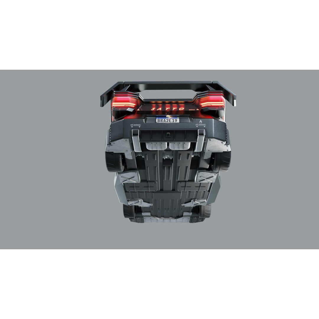 Car Cyberpunk 3D Model – Low Poly Game Asset, Rigged, PBR Textures - View 24
