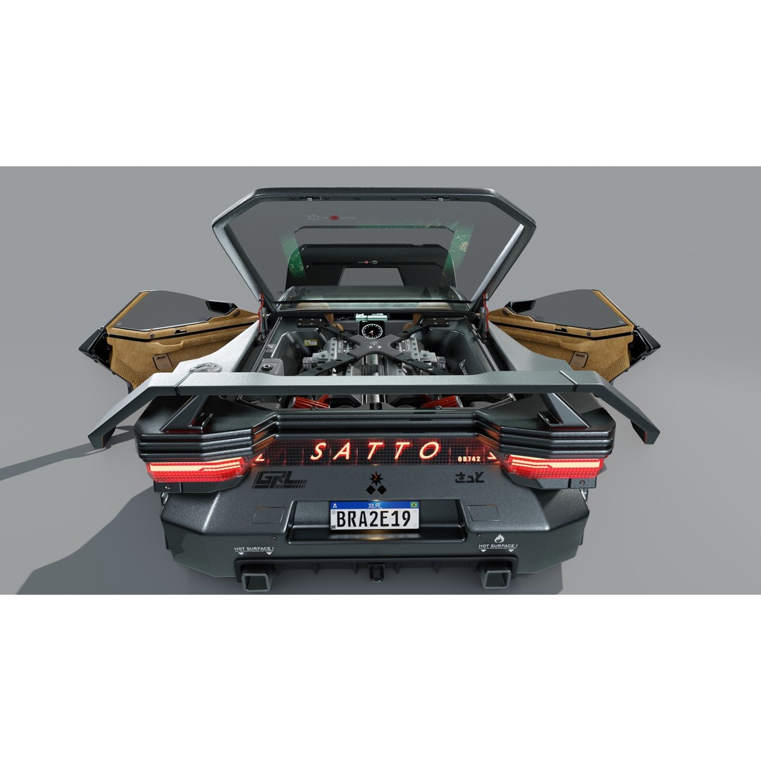 Car Cyberpunk 3D Model – Low Poly Game Asset, Rigged, PBR Textures - View 25