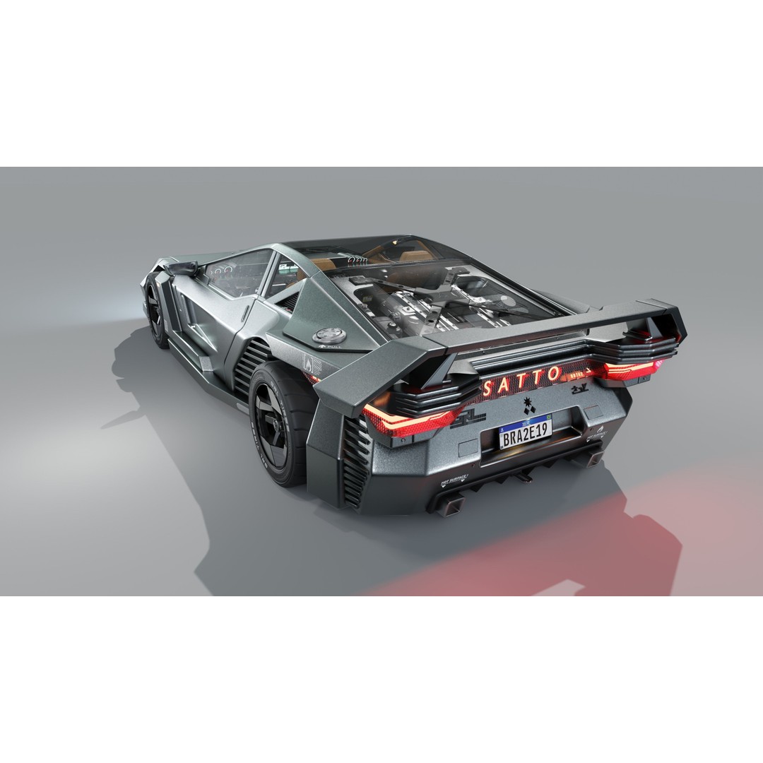 Car Cyberpunk 3D Model – Low Poly Game Asset, Rigged, PBR Textures - View 27