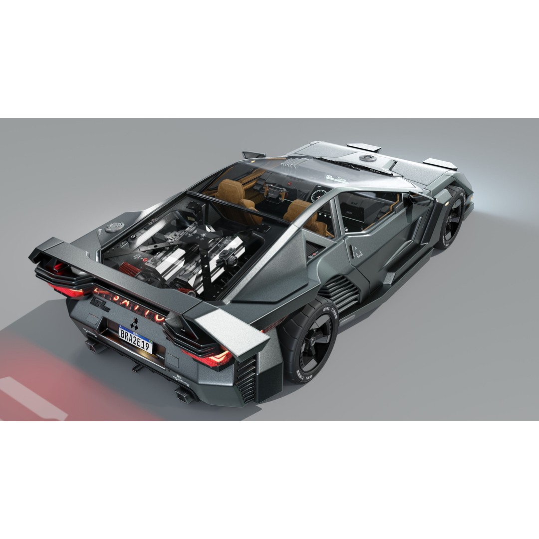 Car Cyberpunk 3D Model – Low Poly Game Asset, Rigged, PBR Textures - View 28
