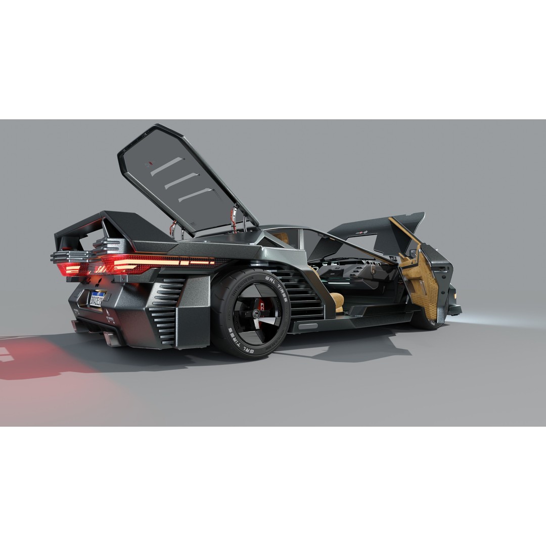 Car Cyberpunk 3D Model – Low Poly Game Asset, Rigged, PBR Textures - View 31