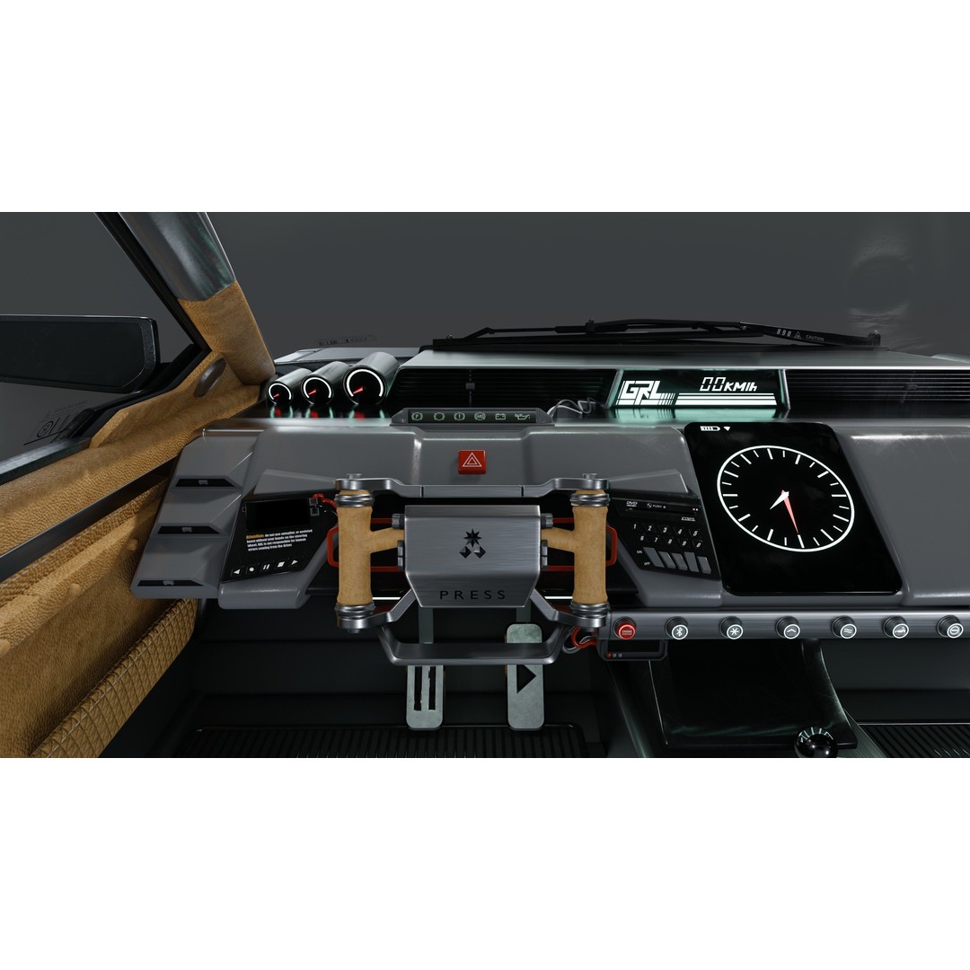 Car Cyberpunk 3D Model – Low Poly Game Asset, Rigged, PBR Textures - View 32