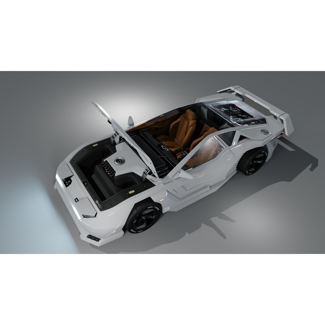 Car Cyberpunk 3D Model – Low Poly Game Asset, Rigged, PBR Textures - View 33
