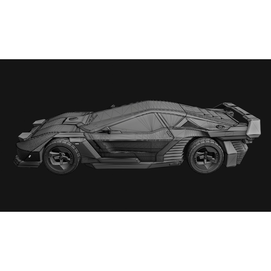 Car Cyberpunk 3D Model – Low Poly Game Asset, Rigged, PBR Textures - View 35