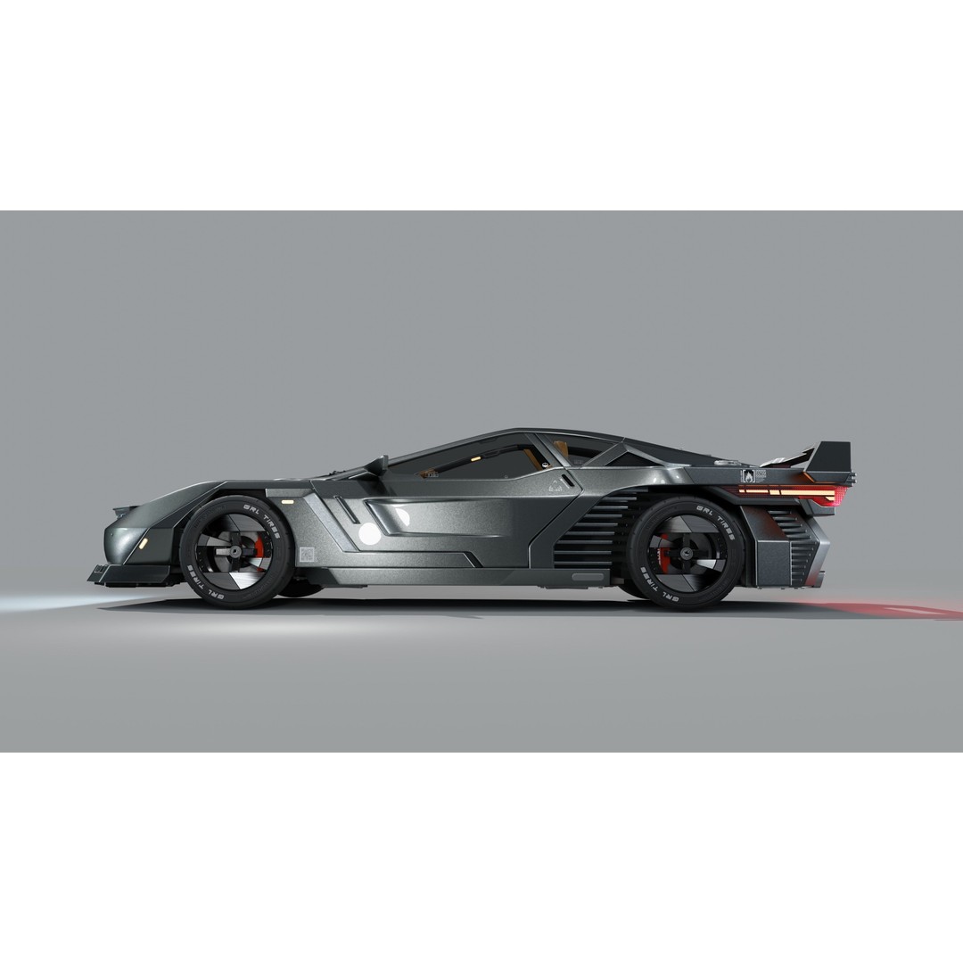 Car Cyberpunk 3D Model – Low Poly Game Asset, Rigged, PBR Textures - View 9