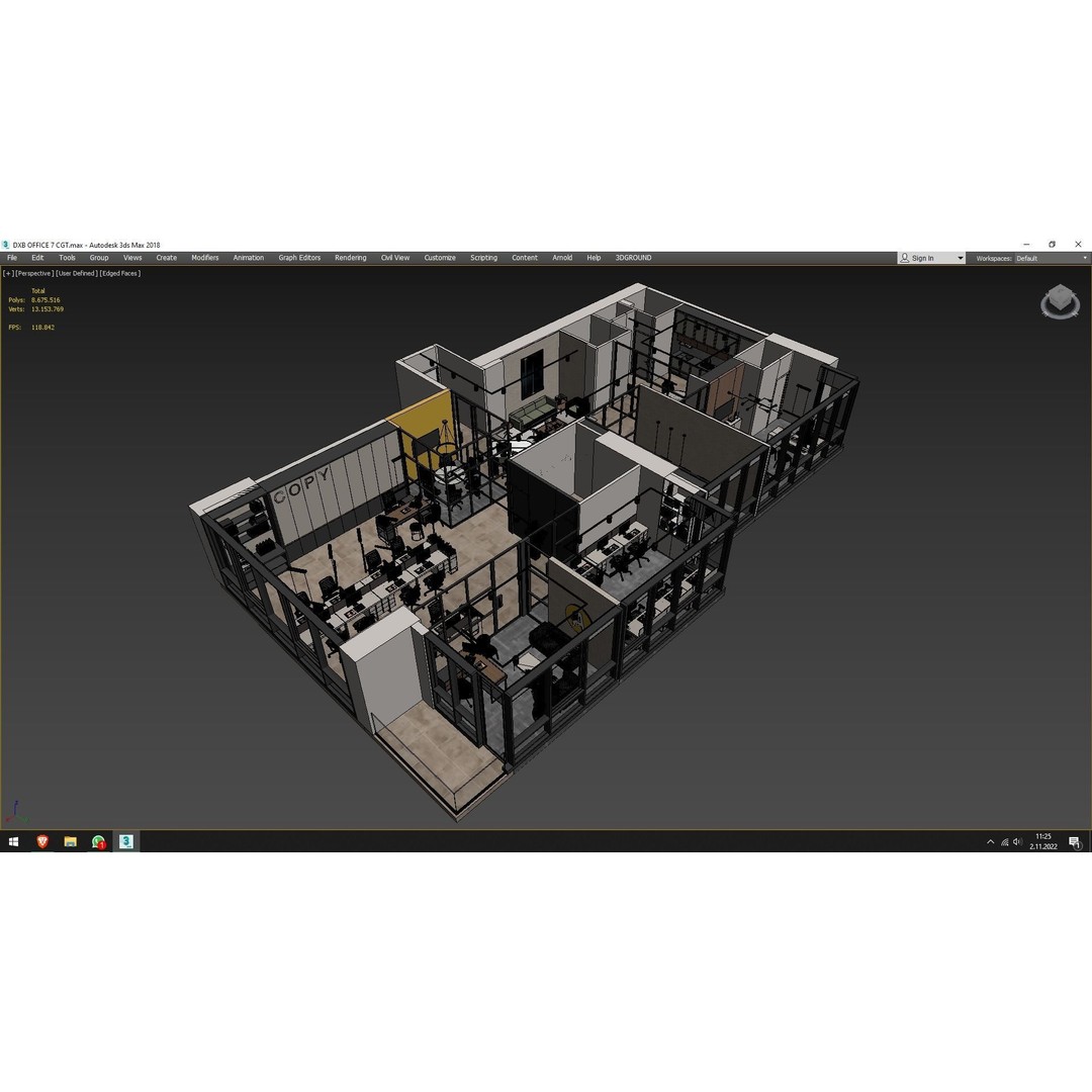 Office Interior 3D Model – Modern Design, Textures Included, FBX, OBJ