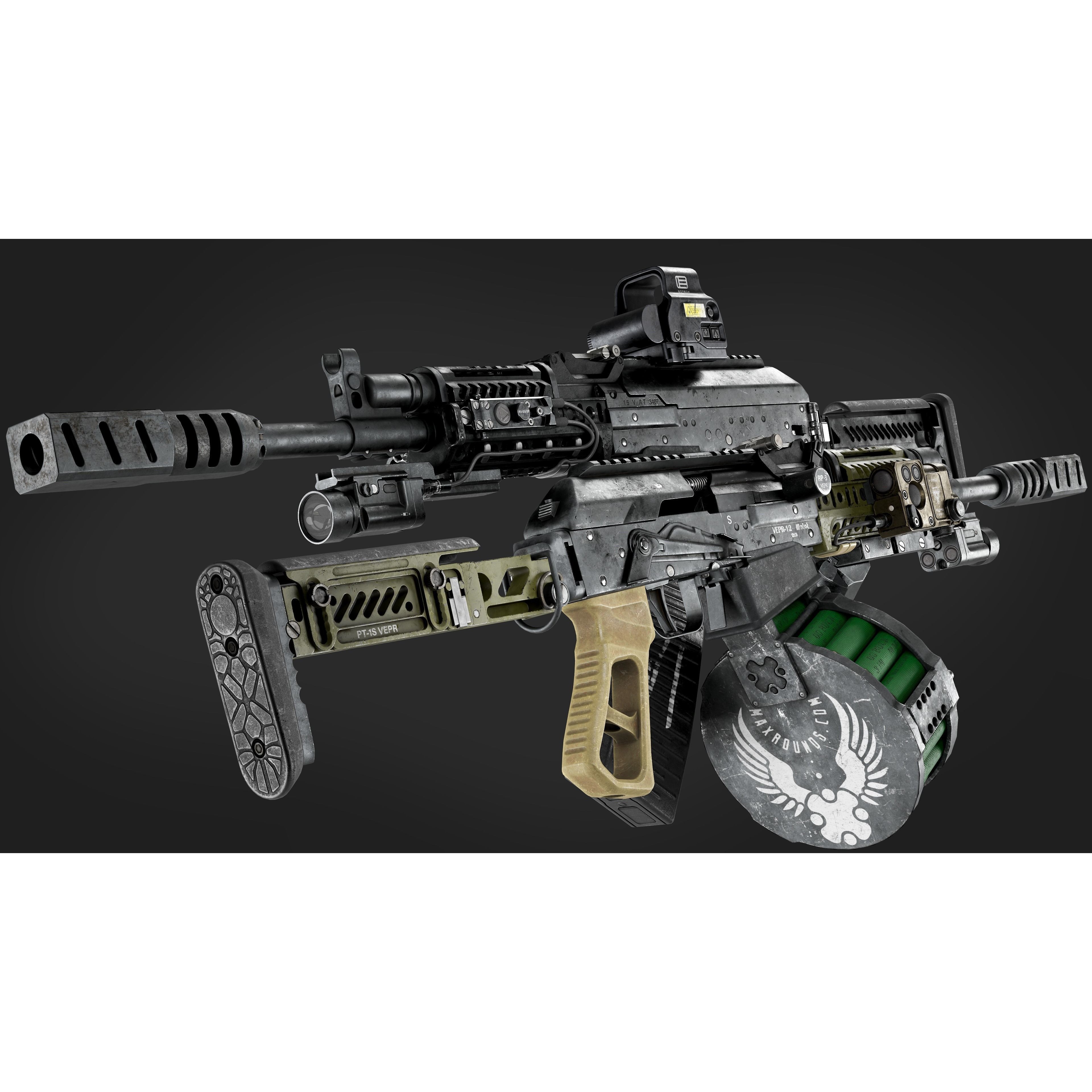 Vepr-12 Modular Shotgun - Low-Poly Game-Ready 3D Model