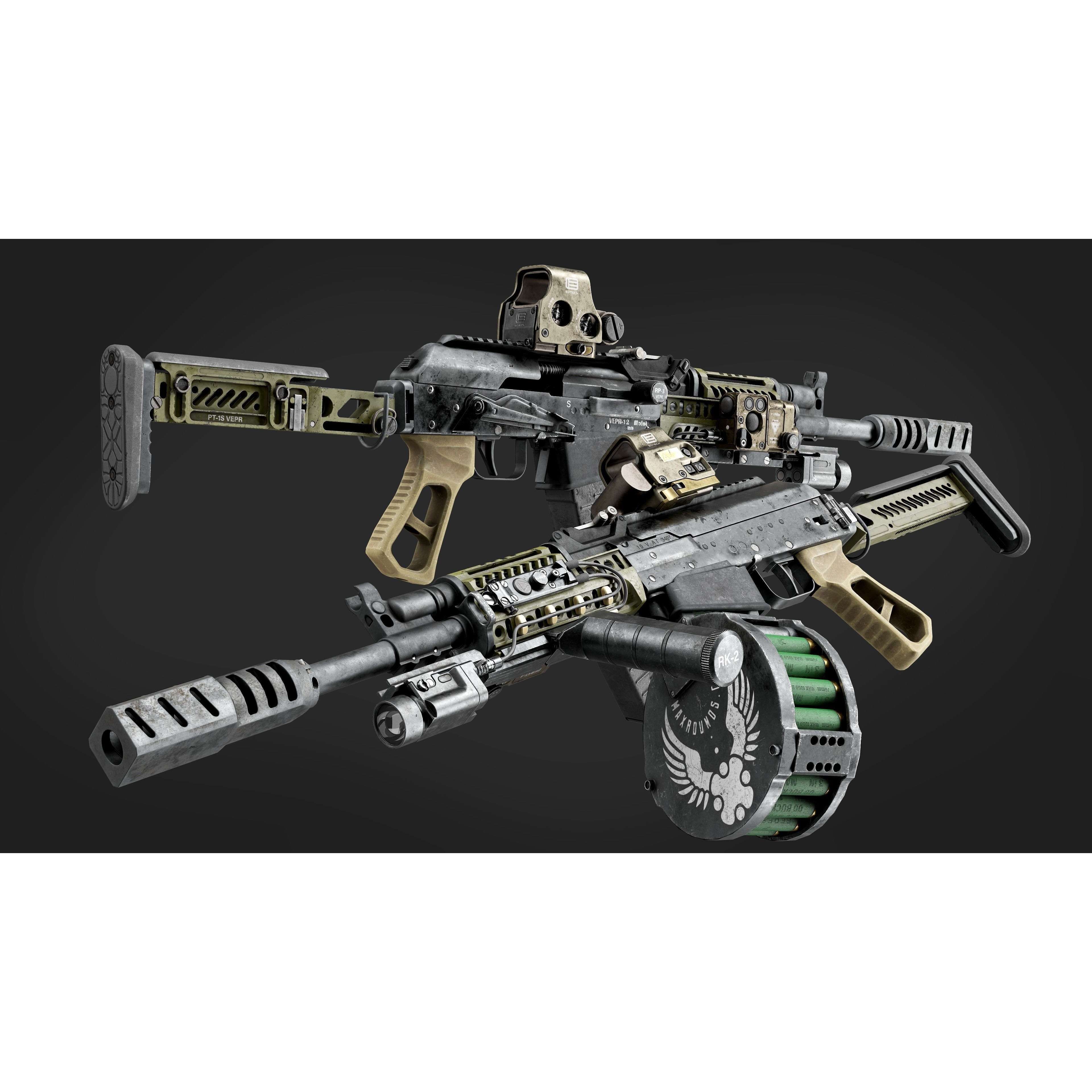 Vepr-12 Modular Shotgun - Low-Poly Game-Ready 3D Model - View 6