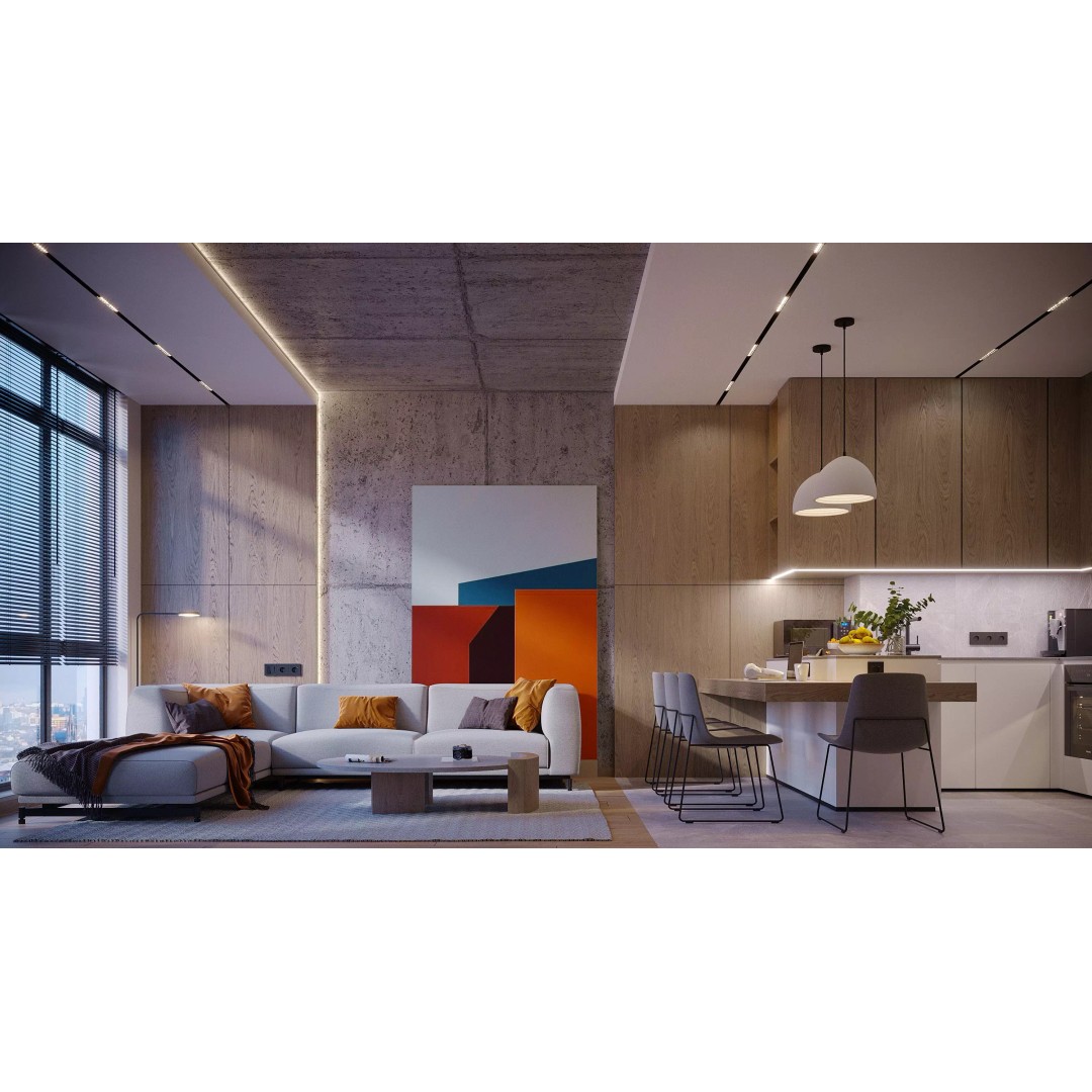 Manhattan Living Room 3D Model – Modern Interior Scene, FBX, OBJ - View 2