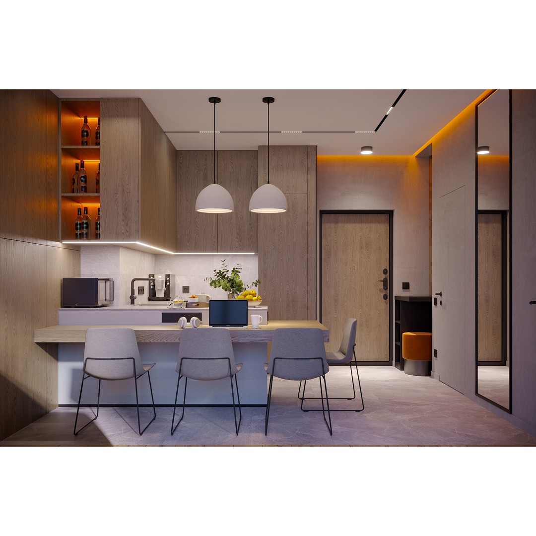 Manhattan Living Room 3D Model – Modern Interior Scene, FBX, OBJ - View 5