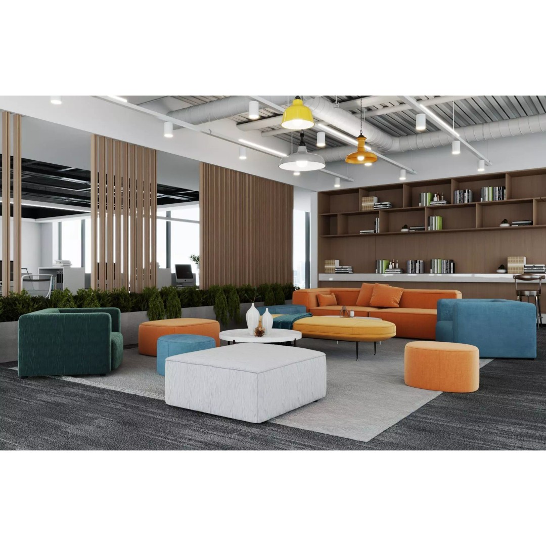 Modern Office Lounge 3D Model – Low Poly Interior Design Asset, FBX, OBJ - View 3