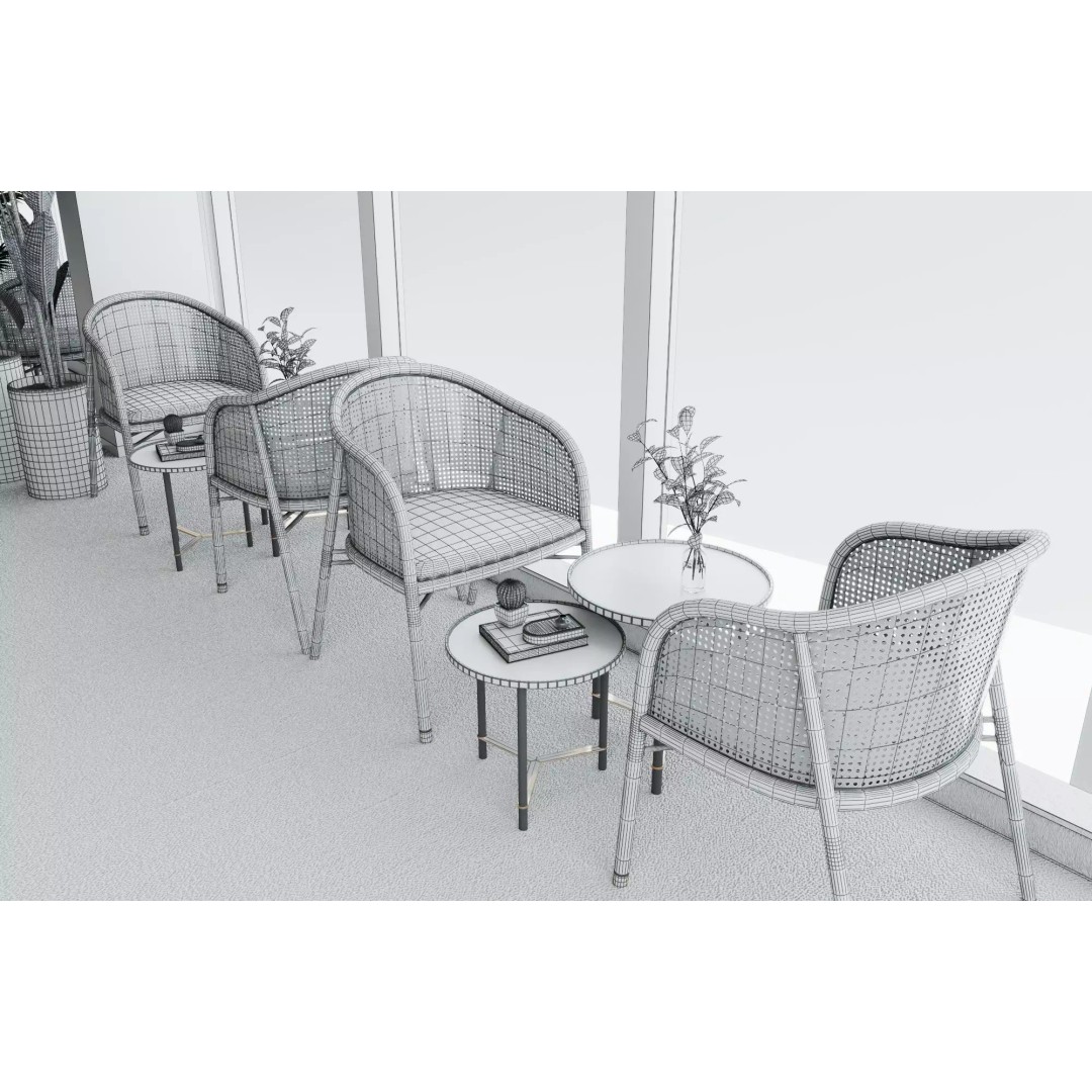 Modern Office Lounge 3D Model – Low Poly Interior Design Asset, FBX, OBJ - View 9