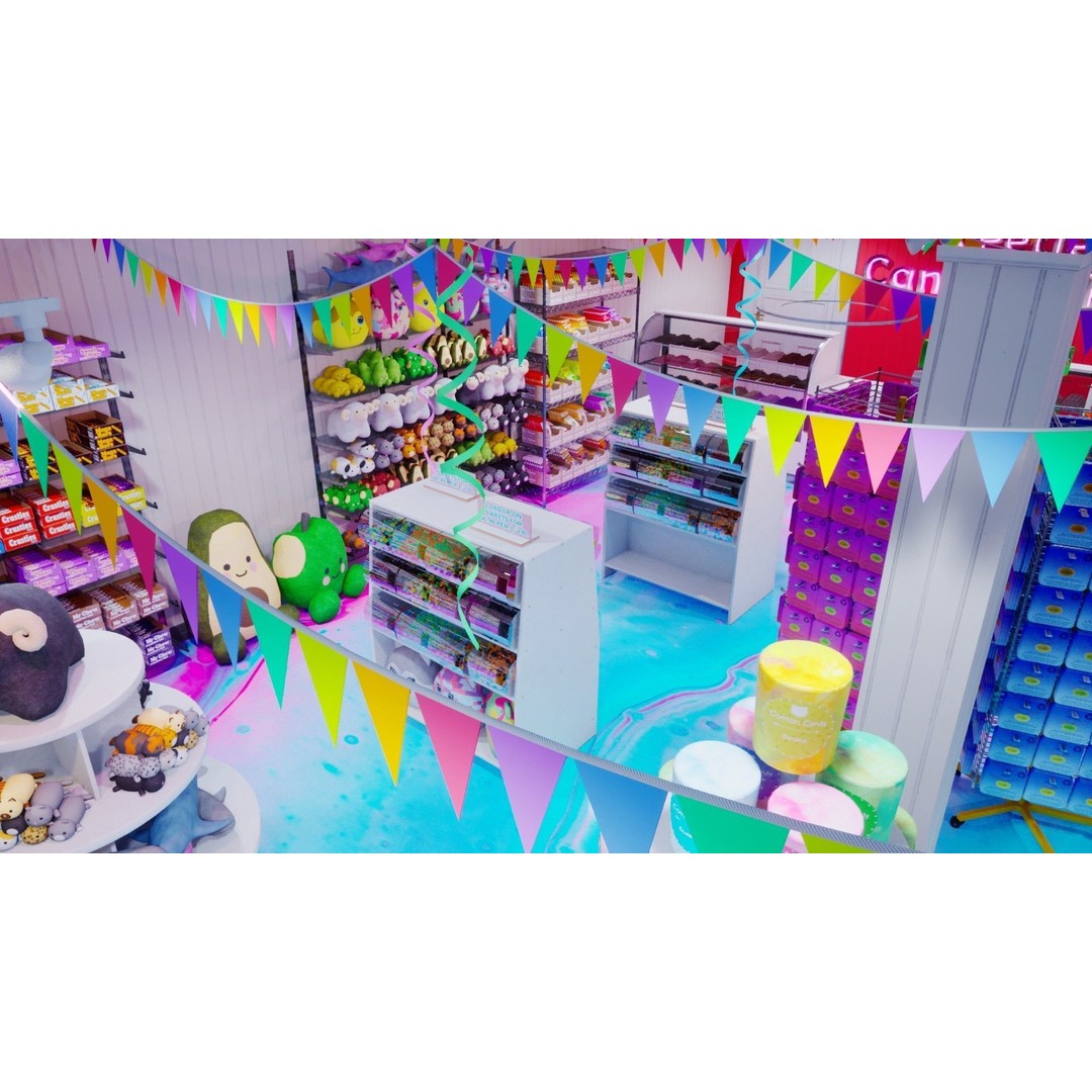 Candy and Toy Store 3D Model – Low Poly Interior Scene, PBR Textures