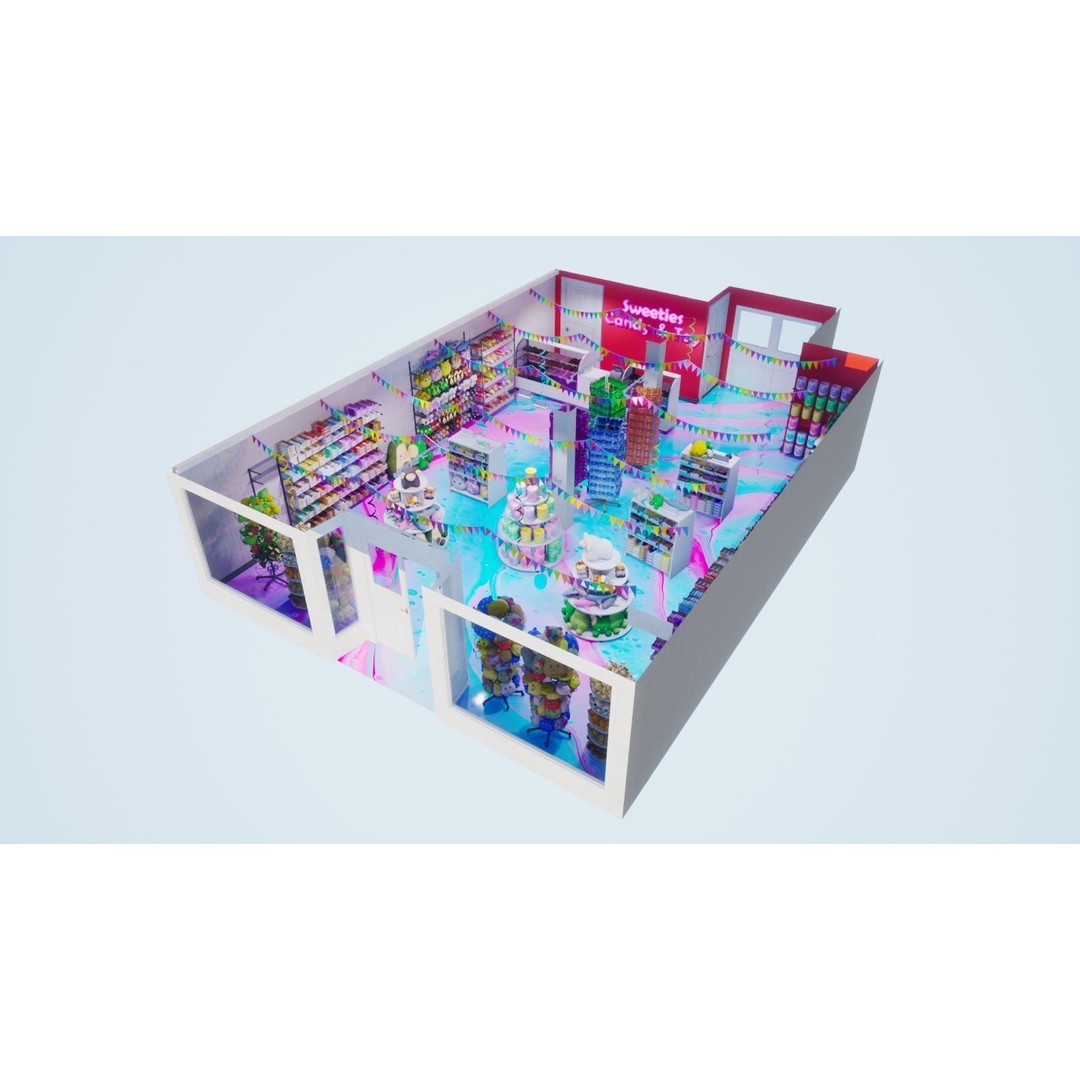 Candy and Toy Store 3D Model – Low Poly Interior Scene, PBR Textures - View 13