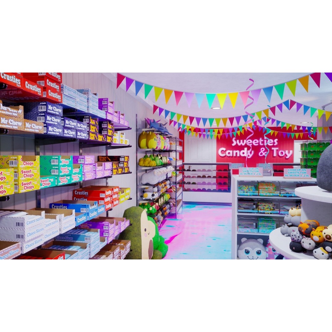 Candy and Toy Store 3D Model – Low Poly Interior Scene, PBR Textures - View 14