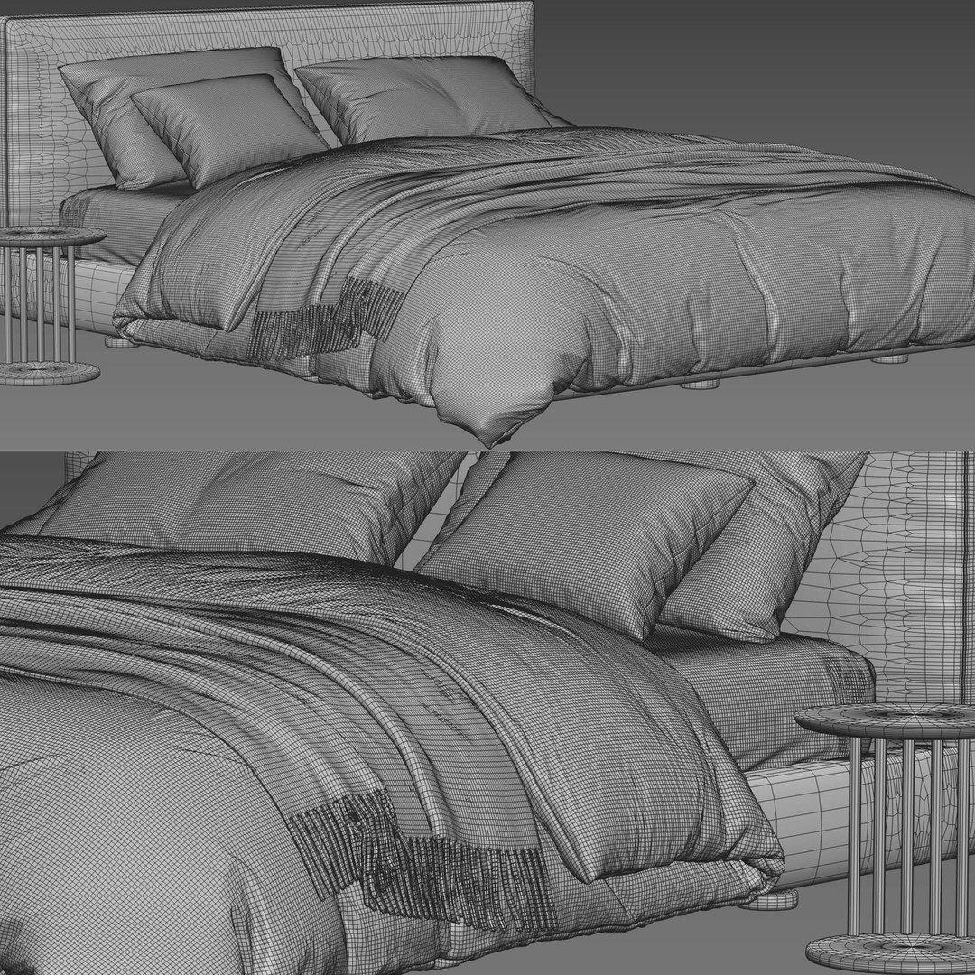Richard Bed 3D Model – Modern Double Bed, UV Mapped, OBJ & FBX - View 4