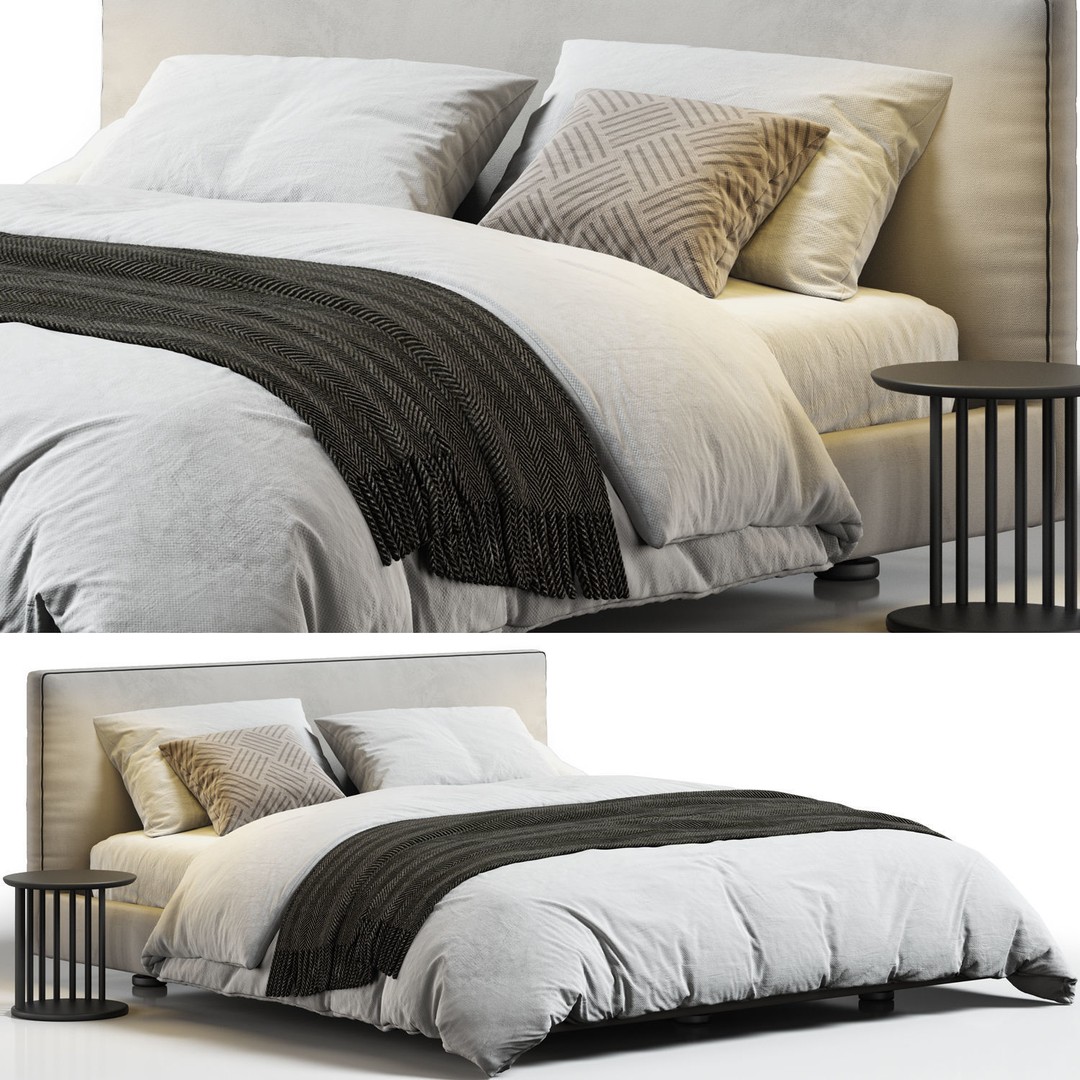 Richard Bed 3D Model – Modern Double Bed, UV Mapped, OBJ & FBX - View 5