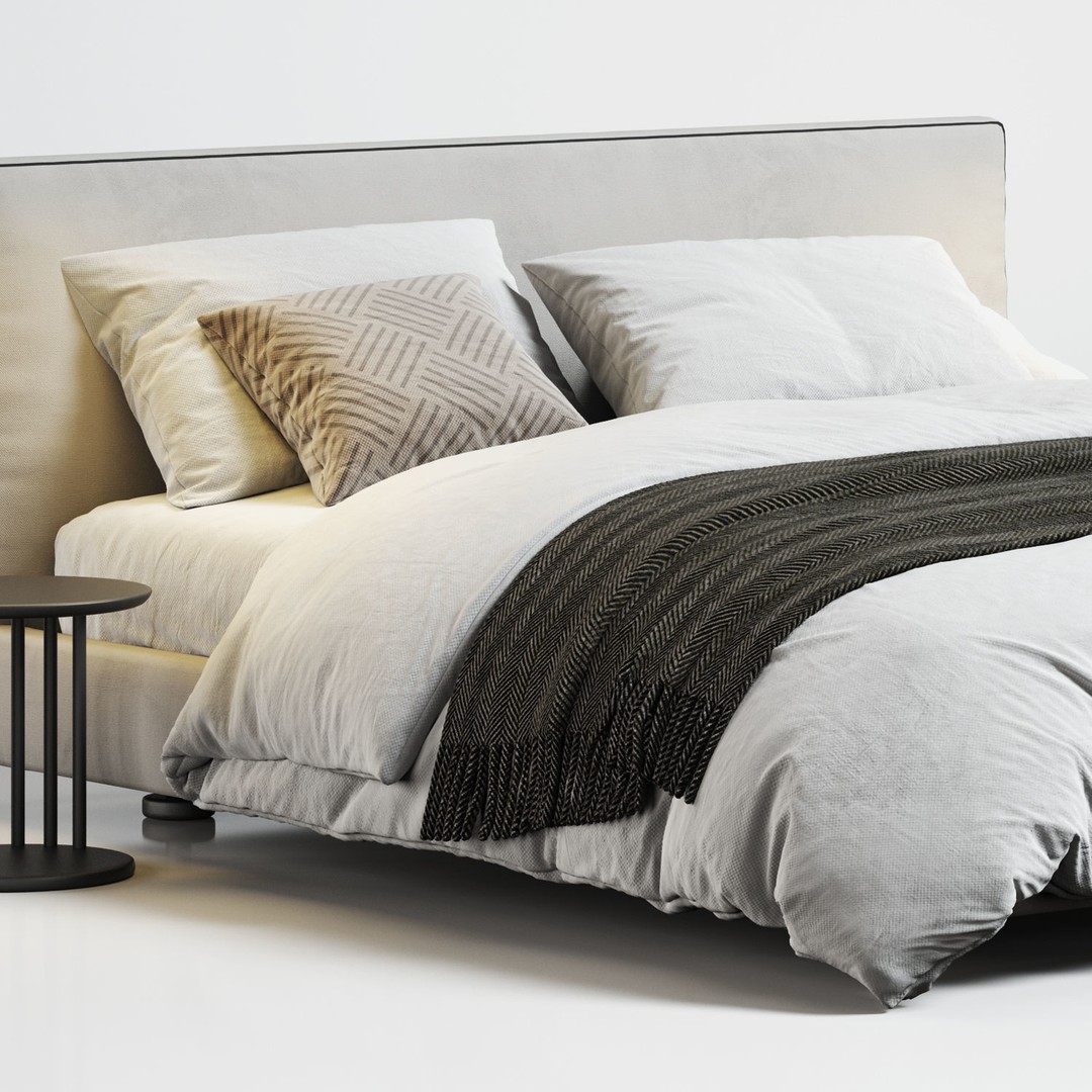 Richard Bed 3D Model – Modern Double Bed, UV Mapped, OBJ & FBX - View 6
