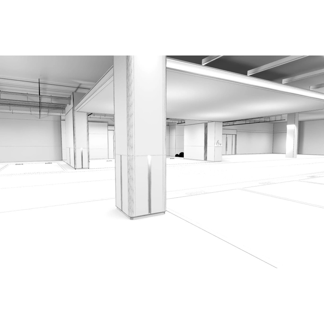 Modern Luxury Car Park 3D Model – Realistic Interior Garage Asset, FBX, OBJ - View 14