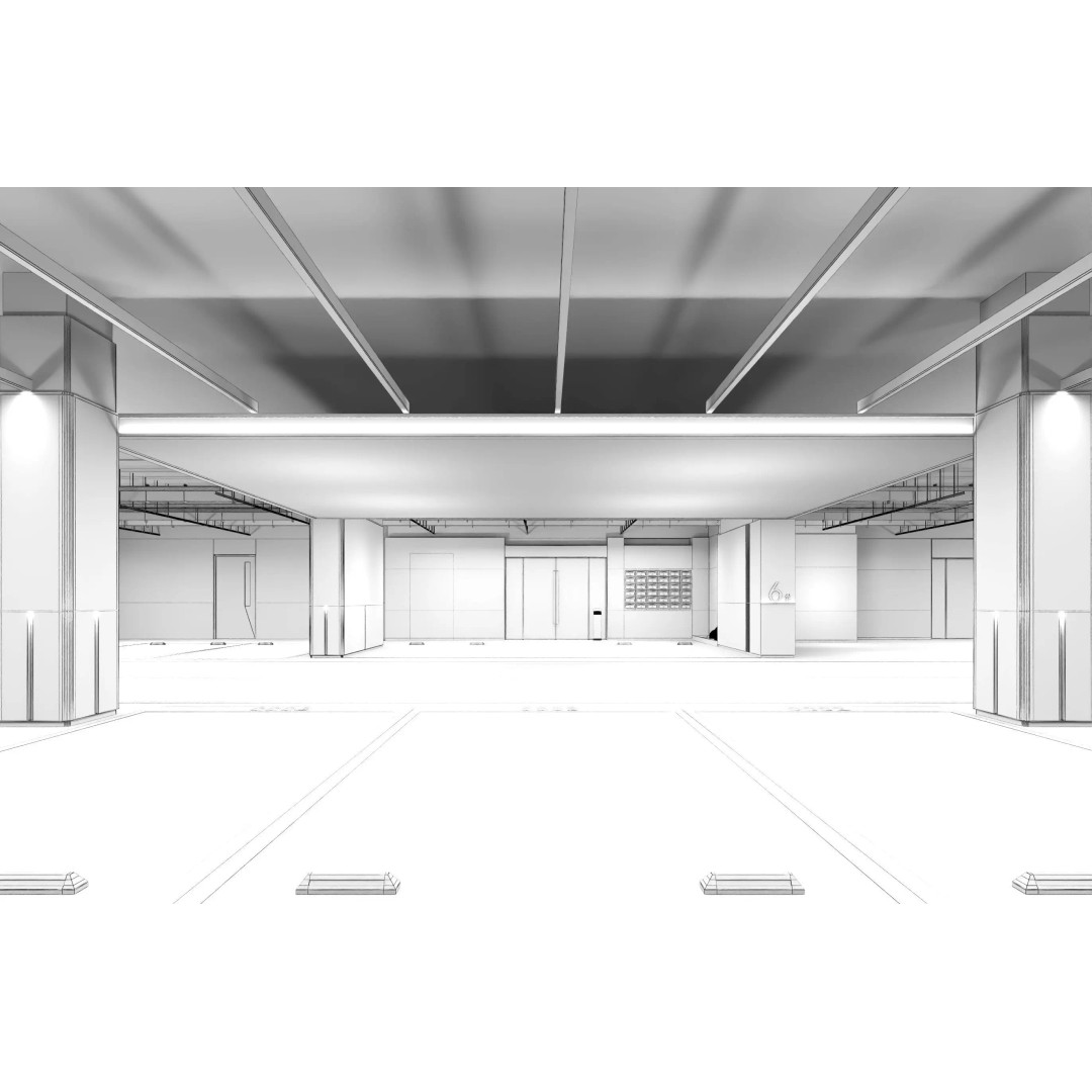 Modern Luxury Car Park 3D Model – Realistic Interior Garage Asset, FBX, OBJ - View 9