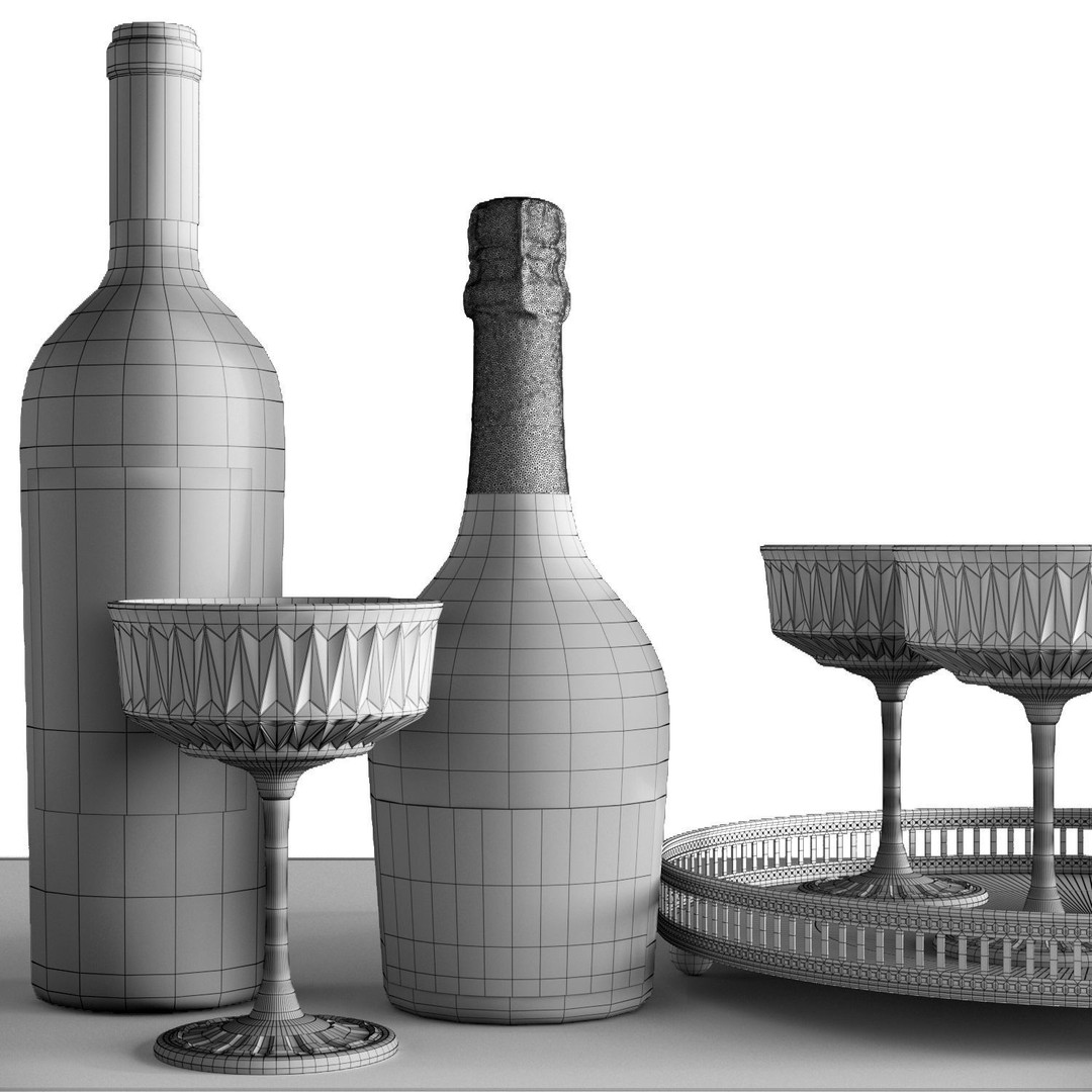 Wine Set 3D Model – Detailed Corkscrew and Bottle Opener, FBX