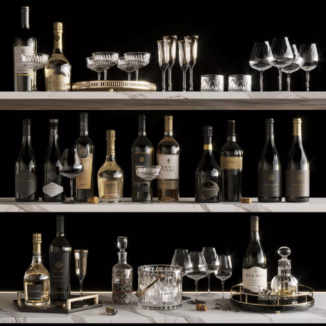 Wine Set 3D Model – Detailed Corkscrew and Bottle Opener, FBX - View 2