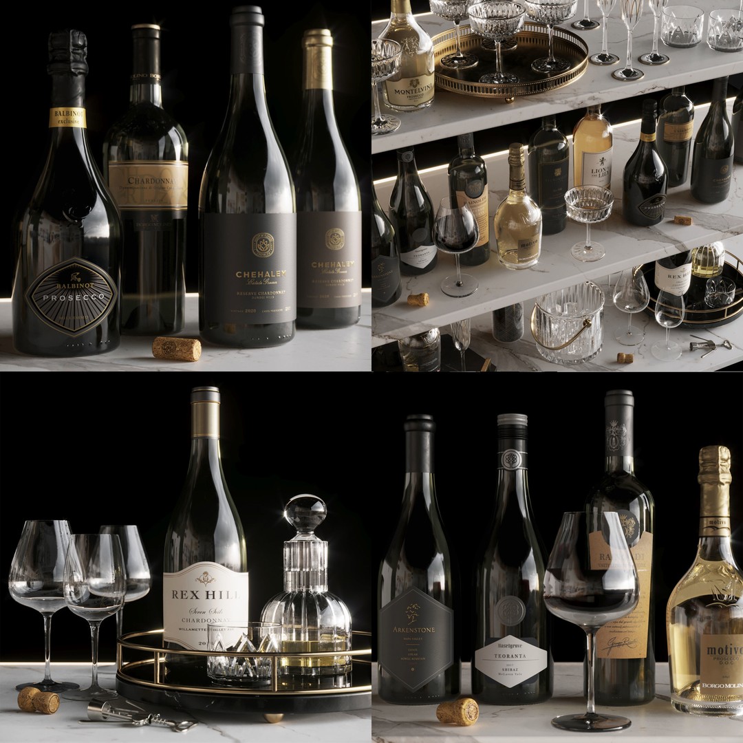 Wine Set 3D Model – Detailed Corkscrew and Bottle Opener, FBX - View 5