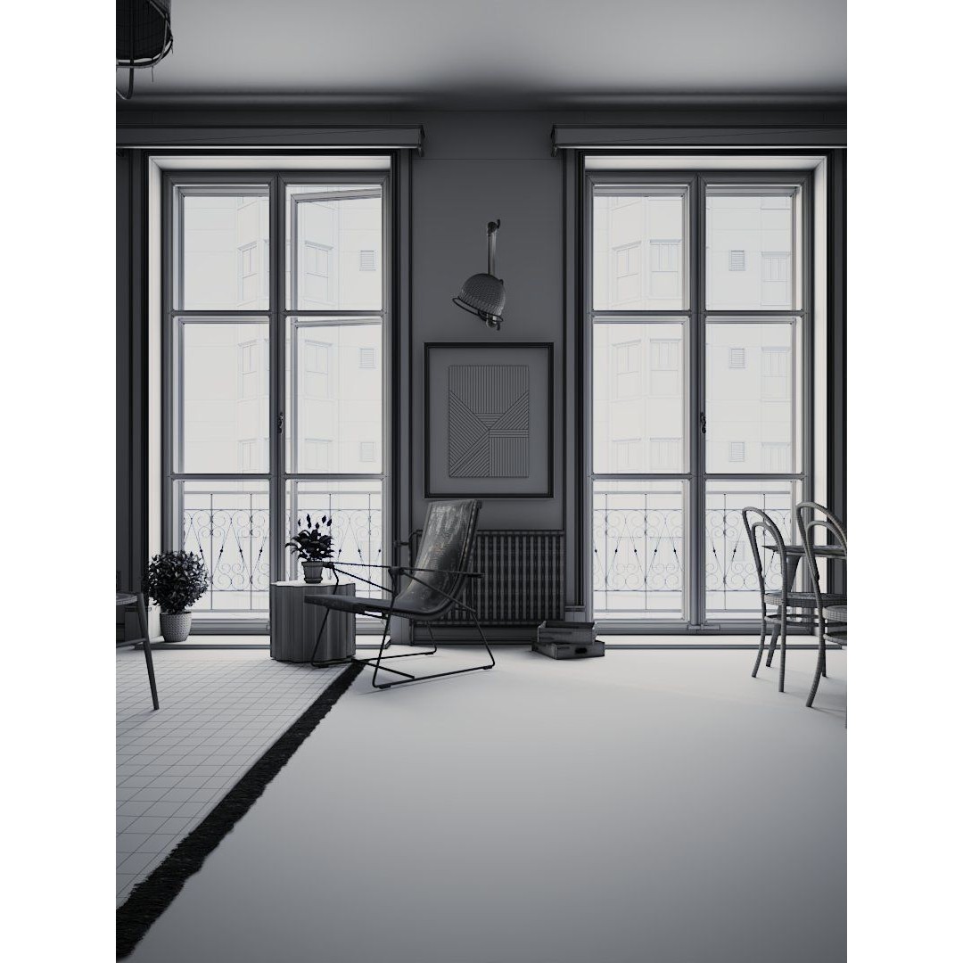 Scandinavian Living Room 3D Model – Fully Textured Interior, V-Ray 6, FBX - View 10
