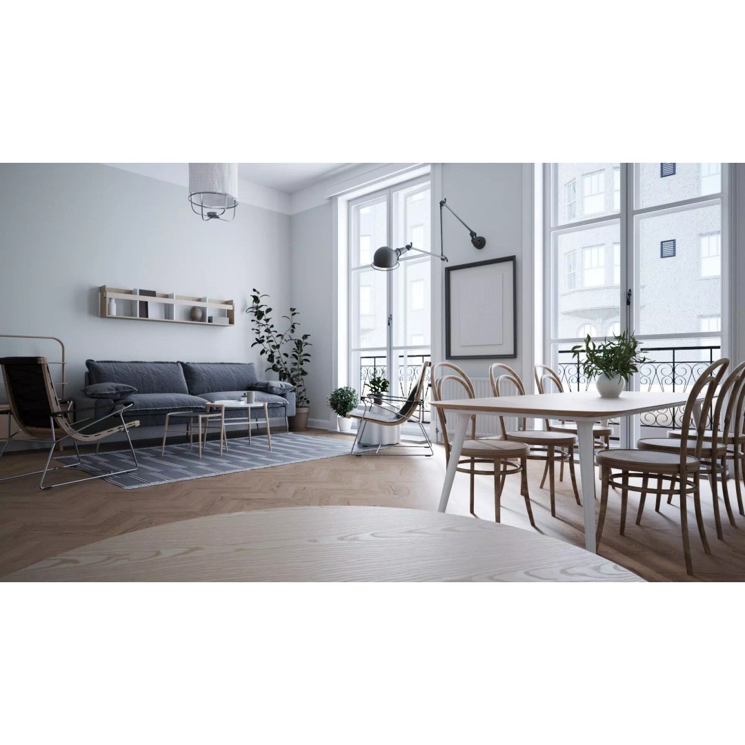Scandinavian Living Room 3D Model – Fully Textured Interior, V-Ray 6, FBX - View 2