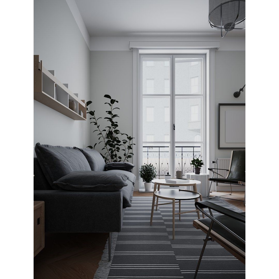 Scandinavian Living Room 3D Model – Fully Textured Interior, V-Ray 6, FBX - View 4