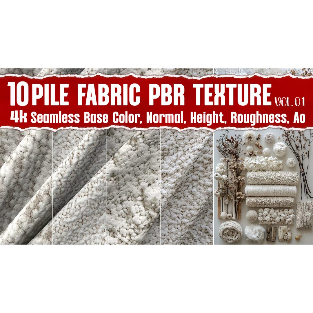 Pile Fabric 3D Model – 4K Seamless PBR Textures for Architectural Use - View 2