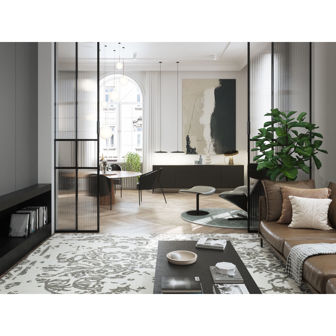 Modern Classic Interior Scene 3D Model – Elegant Apartment Design, C4D & Octane