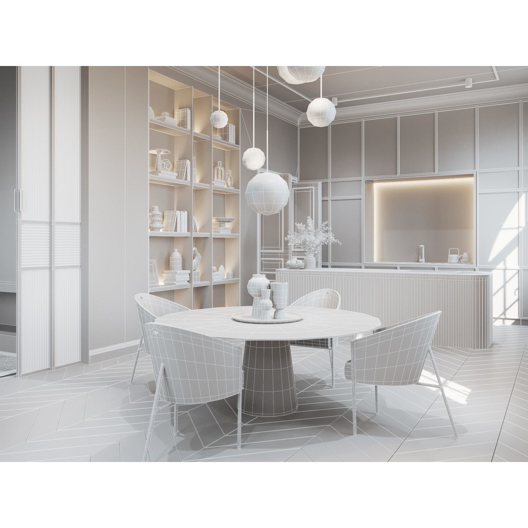 Modern Classic Interior Scene 3D Model – Elegant Apartment Design, C4D & Octane - View 18