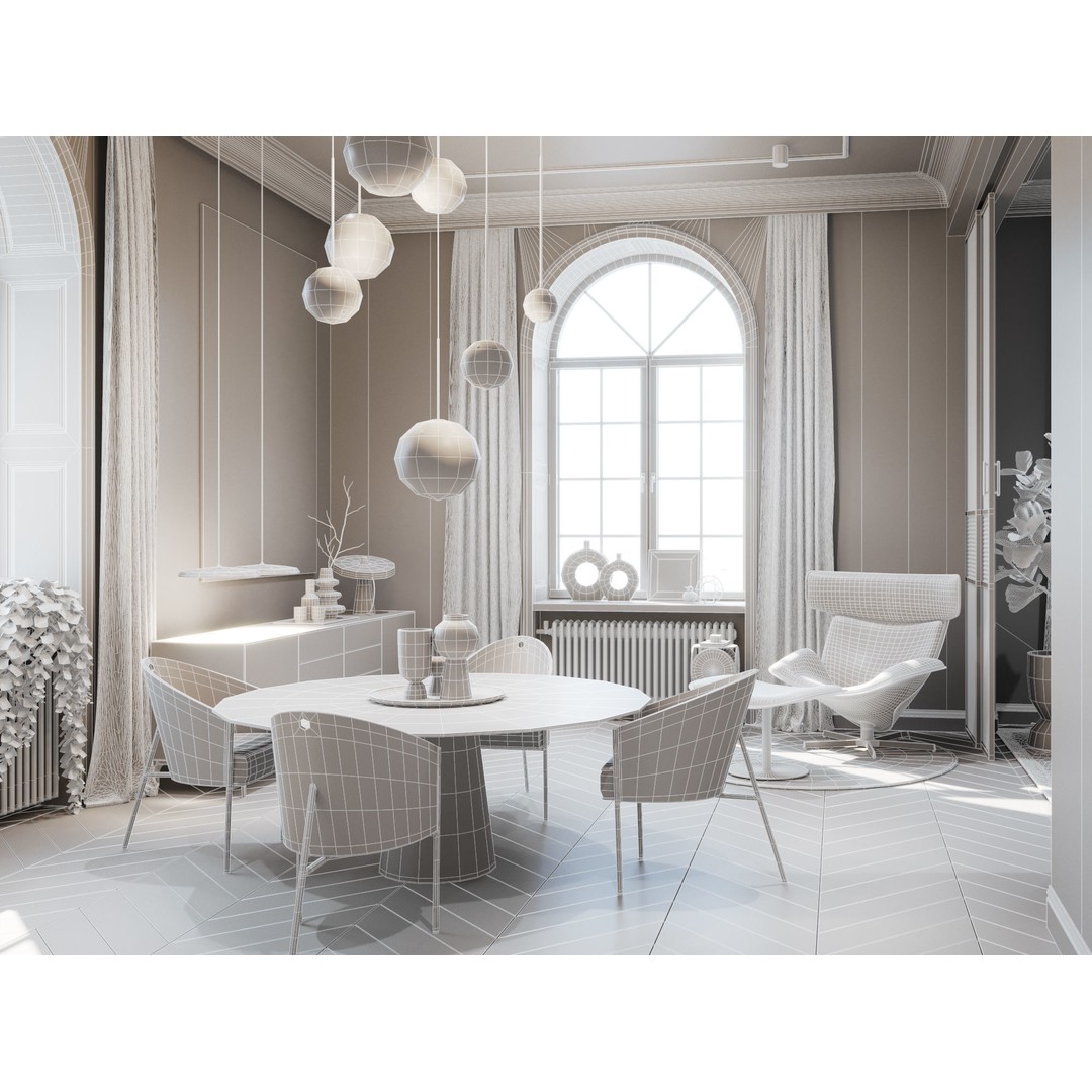 Modern Classic Interior Scene 3D Model – Elegant Apartment Design, C4D & Octane - View 19