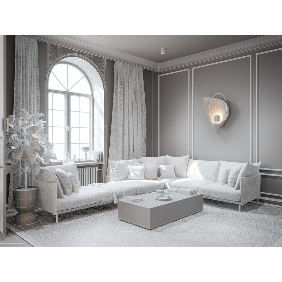Modern Classic Interior Scene 3D Model – Elegant Apartment Design, C4D & Octane - View 21