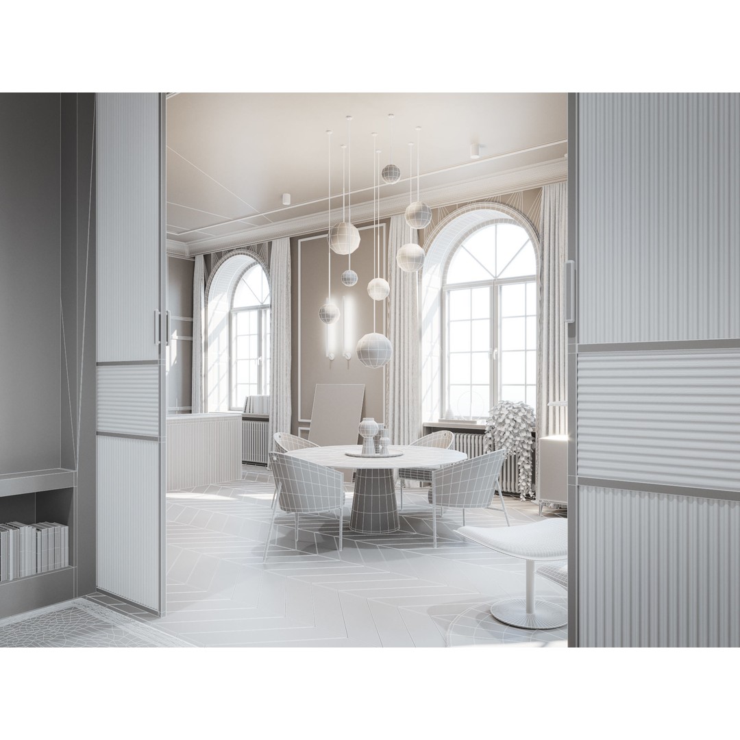 Modern Classic Interior Scene 3D Model – Elegant Apartment Design, C4D & Octane - View 22