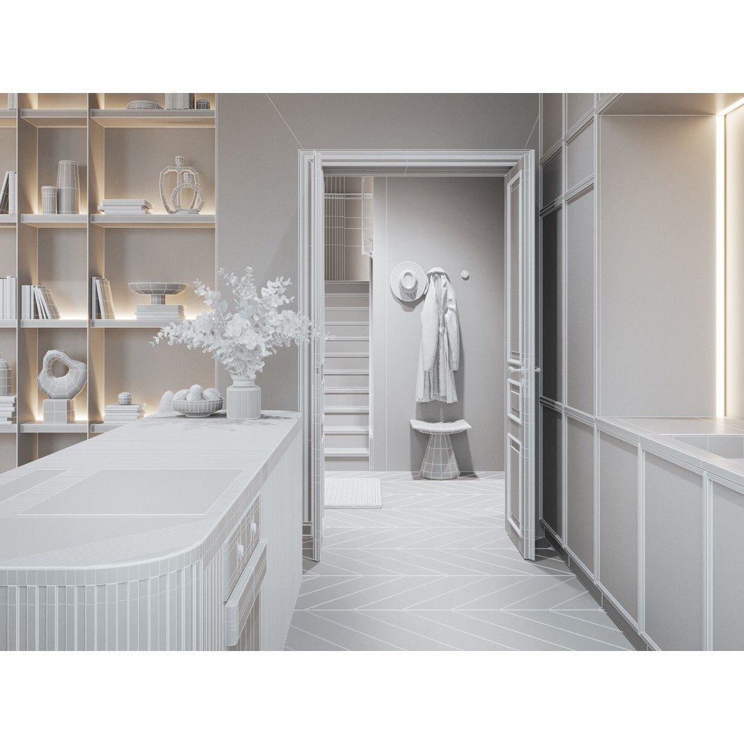 Modern Classic Interior Scene 3D Model – Elegant Apartment Design, C4D & Octane - View 23