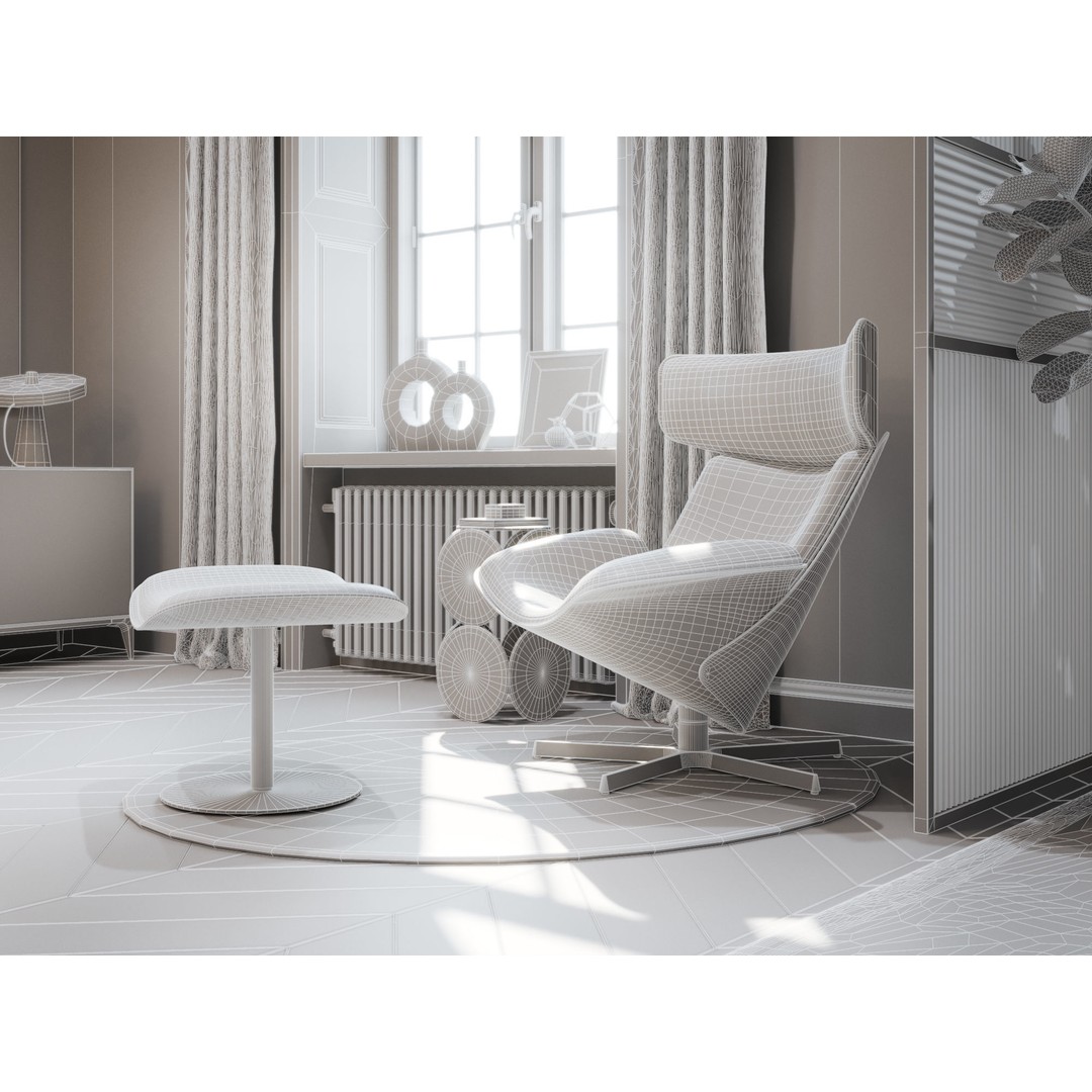 Modern Classic Interior Scene 3D Model – Elegant Apartment Design, C4D & Octane - View 25