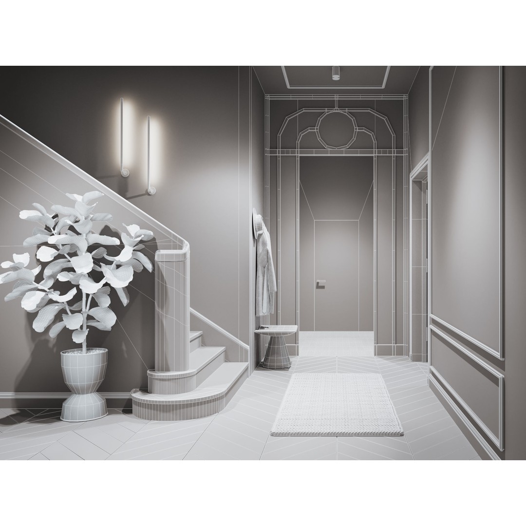 Modern Classic Interior Scene 3D Model – Elegant Apartment Design, C4D & Octane - View 29