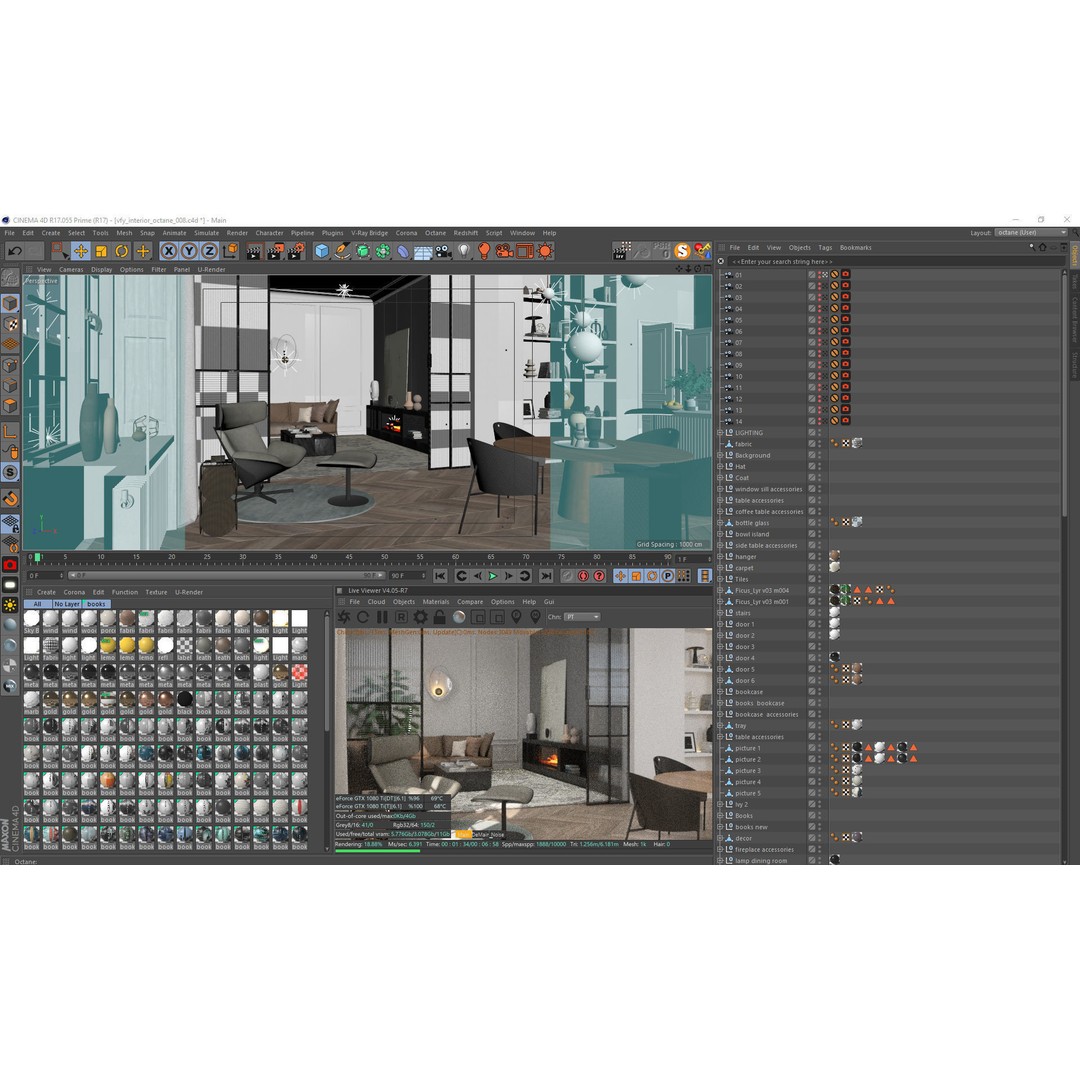 Modern Classic Interior Scene 3D Model – Elegant Apartment Design, C4D & Octane - View 30